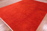 Red William Morris Full Pile Overdyed Hand Knotted Wool Rug - 8' 10" X 11' 10" - Golden Nile
