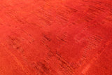 Red William Morris Full Pile Overdyed Hand Knotted Wool Rug - 8' 10" X 11' 10" - Golden Nile