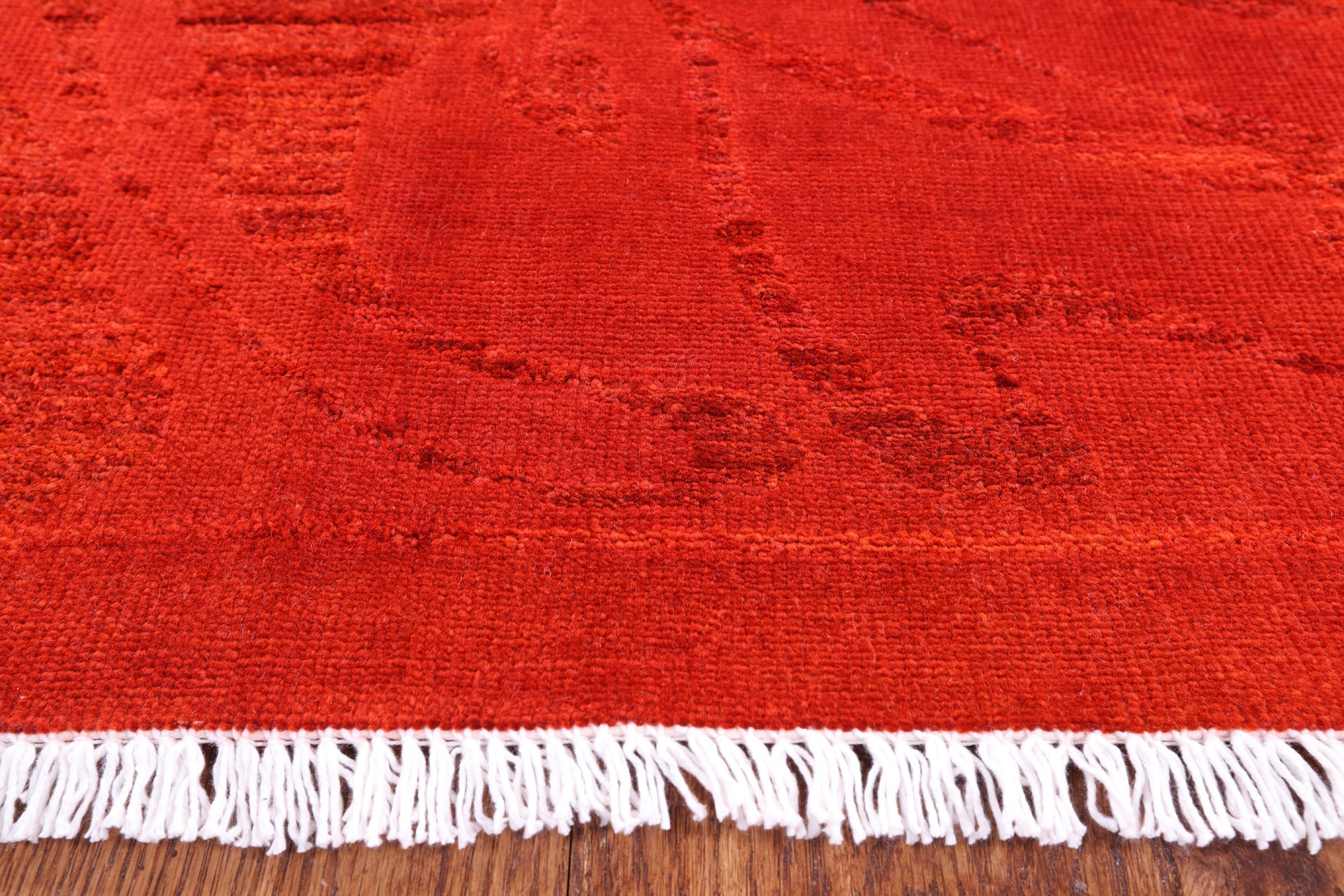 Red William Morris Full Pile Overdyed Hand Knotted Wool Rug - 8' 10" X 11' 10" - Golden Nile