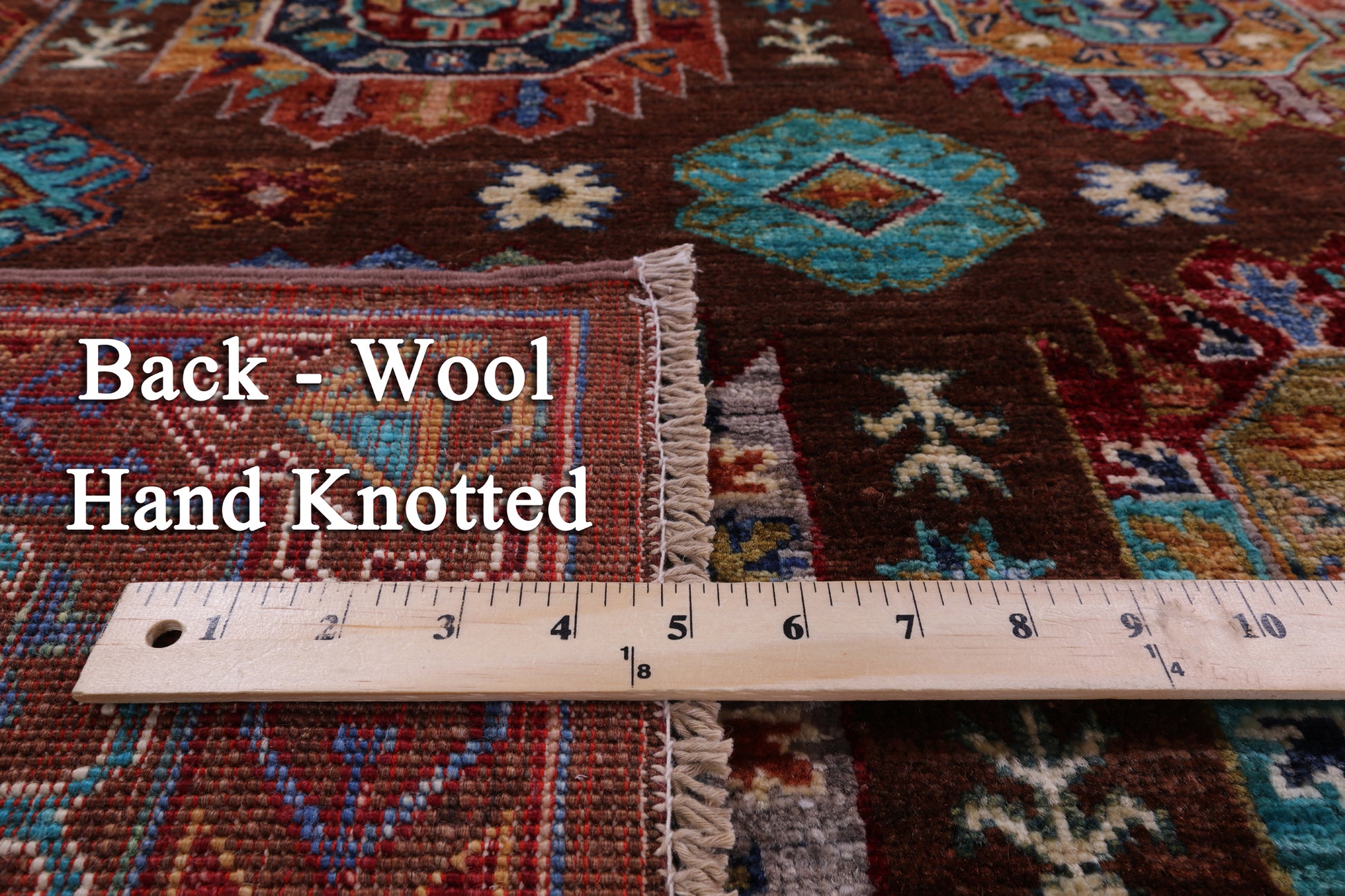 Brown Turkmen Ersari Hand Knotted Wool Rug - 5' 8" X 8' 2" - Golden Nile