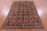 Brown Turkmen Ersari Hand Knotted Wool Rug - 5' 9" X 7' 10" - Golden Nile