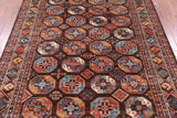 Brown Turkmen Ersari Hand Knotted Wool Rug - 5' 9" X 7' 10" - Golden Nile