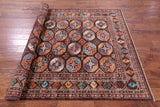 Brown Turkmen Ersari Hand Knotted Wool Rug - 5' 9" X 7' 10" - Golden Nile