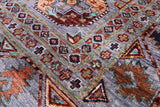 Grey Turkmen Ersari Hand Knotted Wool Rug - 5' 6" X 8' 2" - Golden Nile