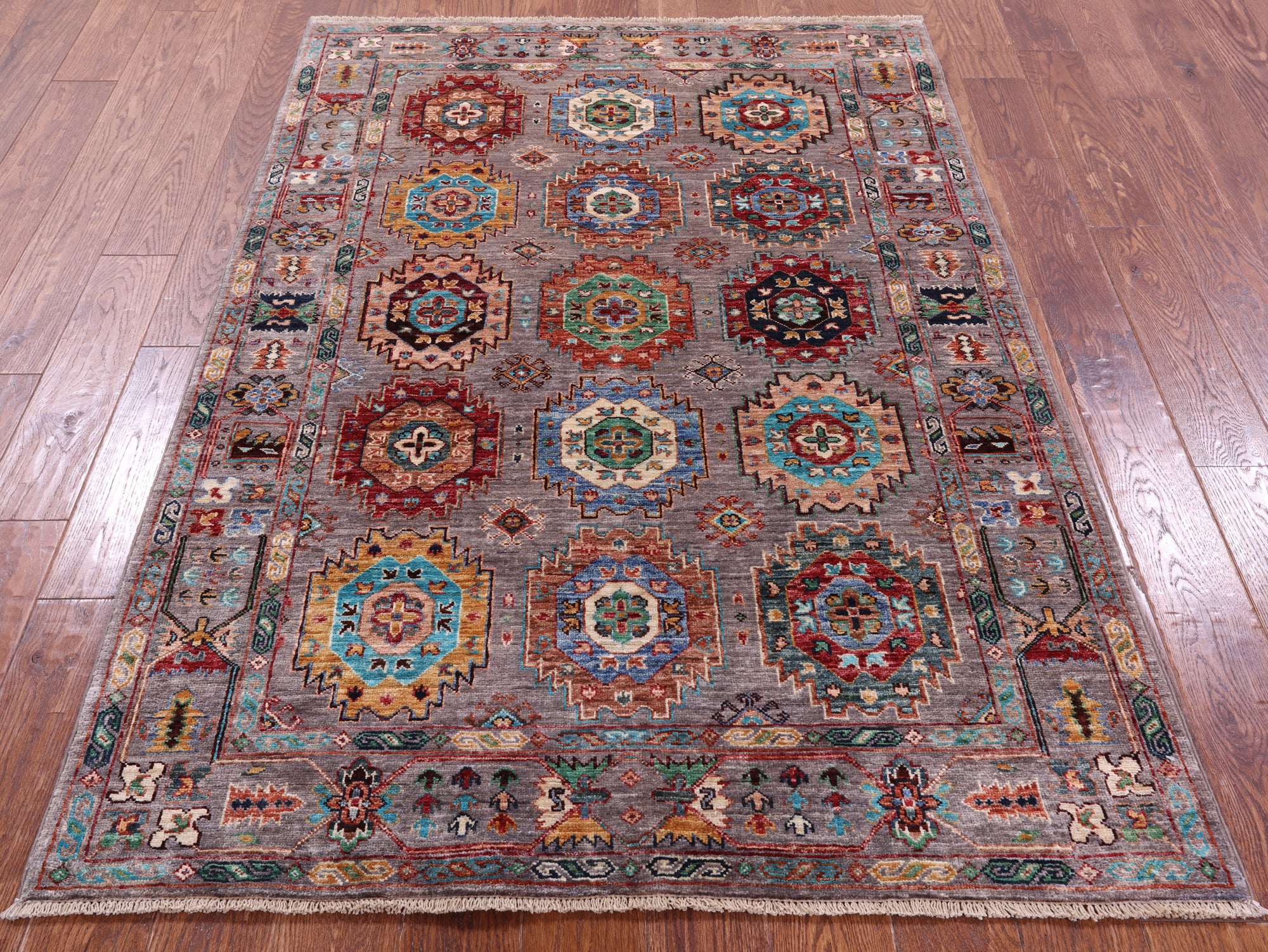 Turkmen Ersari Hand Knotted Wool Rug - 4' 3" X 6' 1" - Golden Nile
