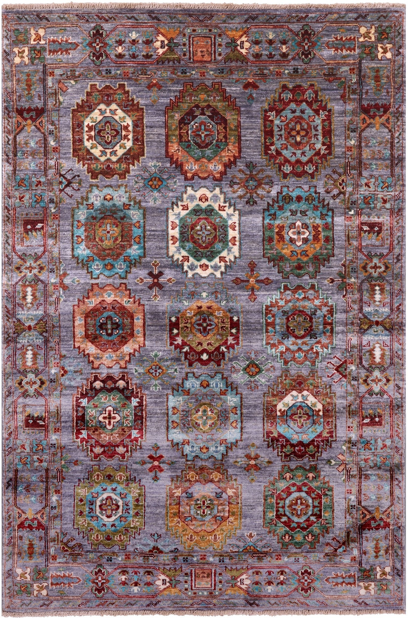 Turkmen Ersari Hand Knotted Wool Rug - 4' 0" X 6' 0" - Golden Nile