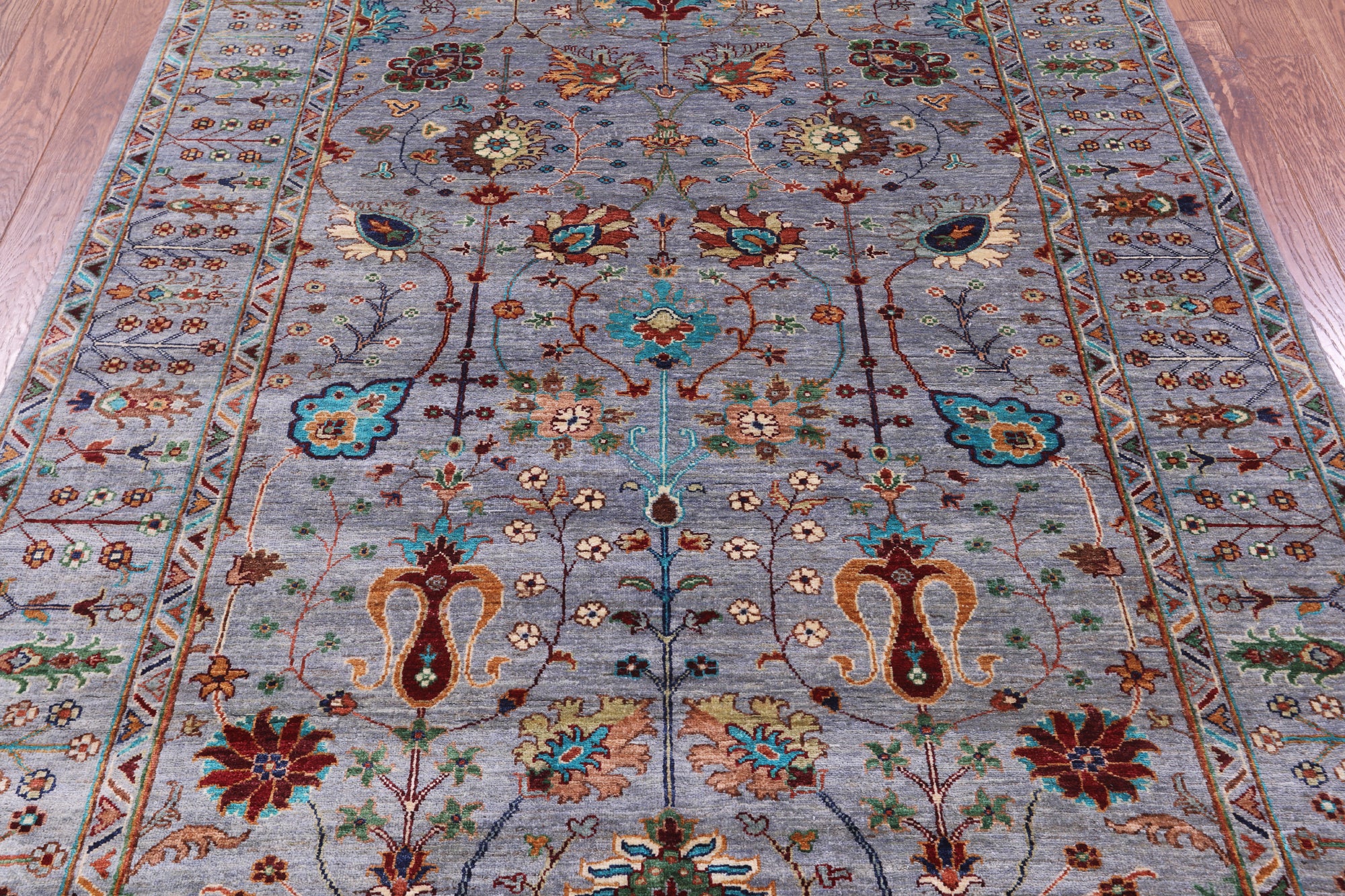 Grey Peshawar Handmade Wool Rug - 5' 8" X 7' 8" - Golden Nile