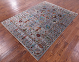 Grey Peshawar Handmade Wool Rug - 5' 8" X 7' 8" - Golden Nile