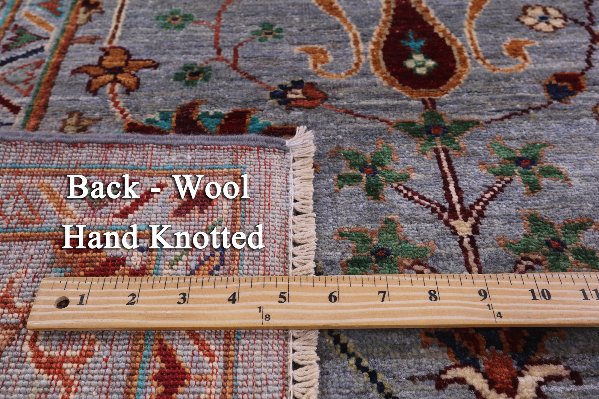 Grey Peshawar Handmade Wool Rug - 5' 8" X 7' 8" - Golden Nile