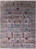 Grey Peshawar Handmade Wool Rug - 5' 8" X 7' 8" - Golden Nile