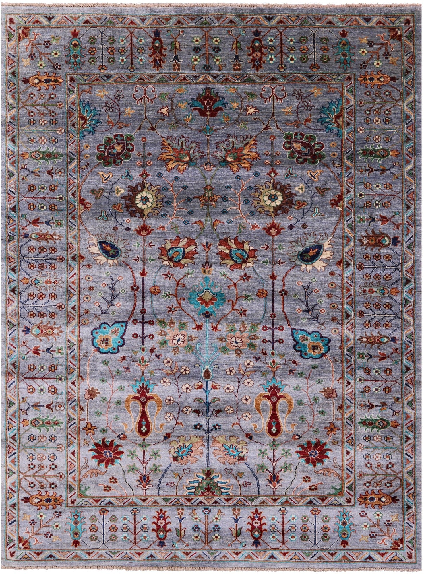 Grey Peshawar Handmade Wool Rug - 5' 8" X 7' 8" - Golden Nile