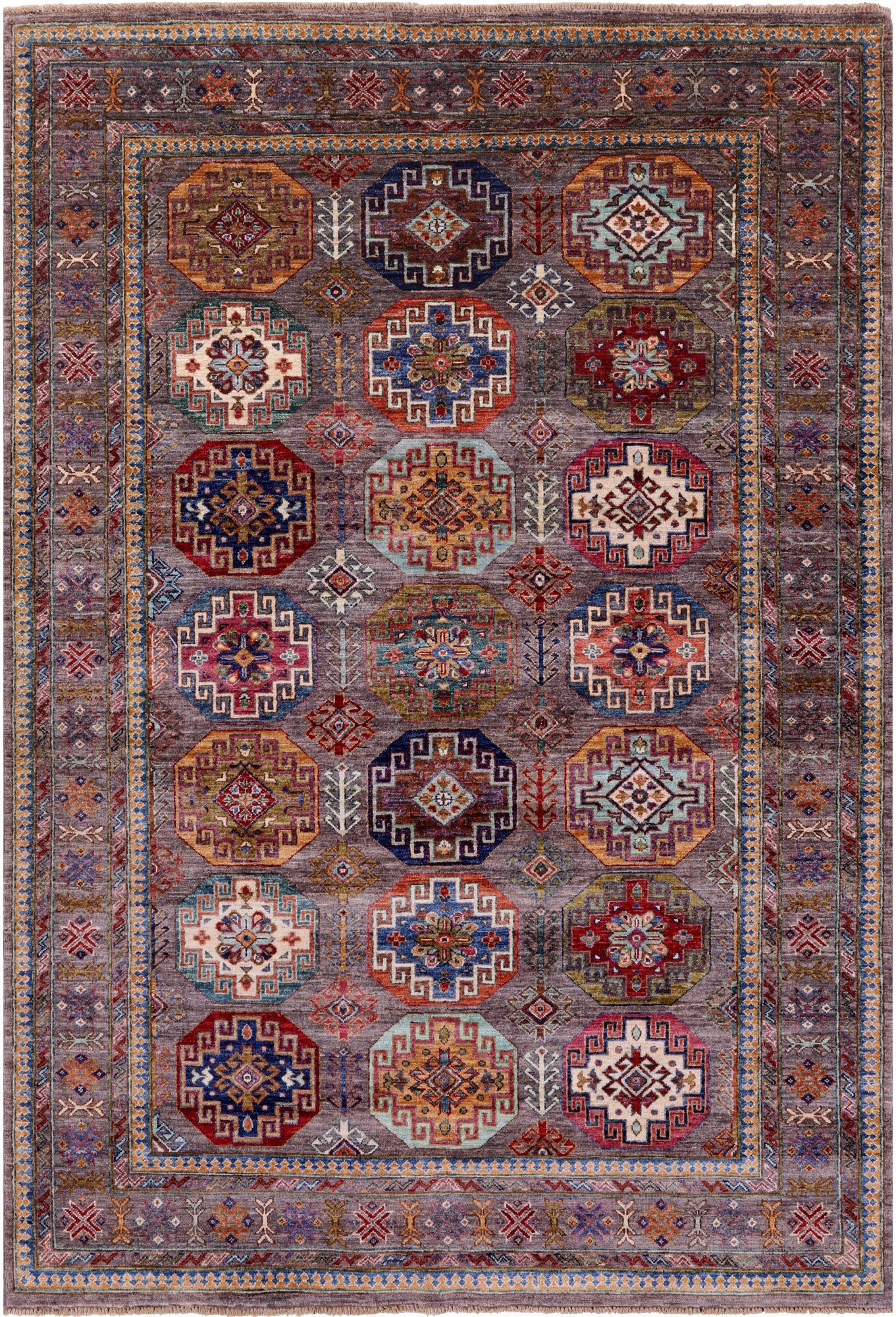 Turkmen Ersari Hand Knotted Wool Rug - 5' 8" X 8' 1" - Golden Nile