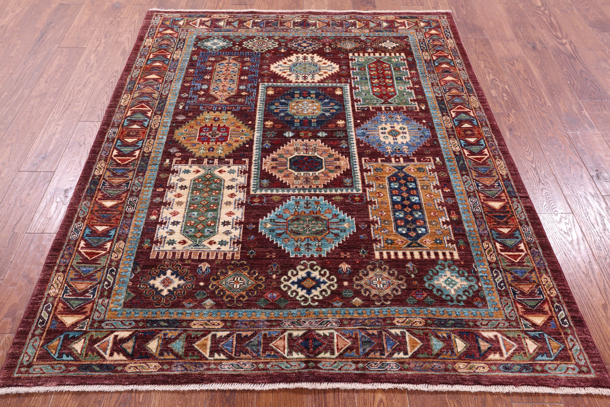 Turkmen Ersari Hand Knotted Wool Rug - 5' 1" X 6' 5" - Golden Nile