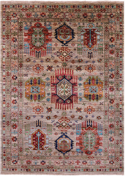 Turkmen Ersari Handmade Wool Rug - 4' 1" X 5' 7" - Golden Nile