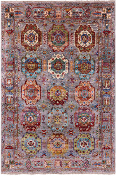 Turkmen Ersari Hand Knotted Wool Rug - 4' 0" X 5' 11" - Golden Nile