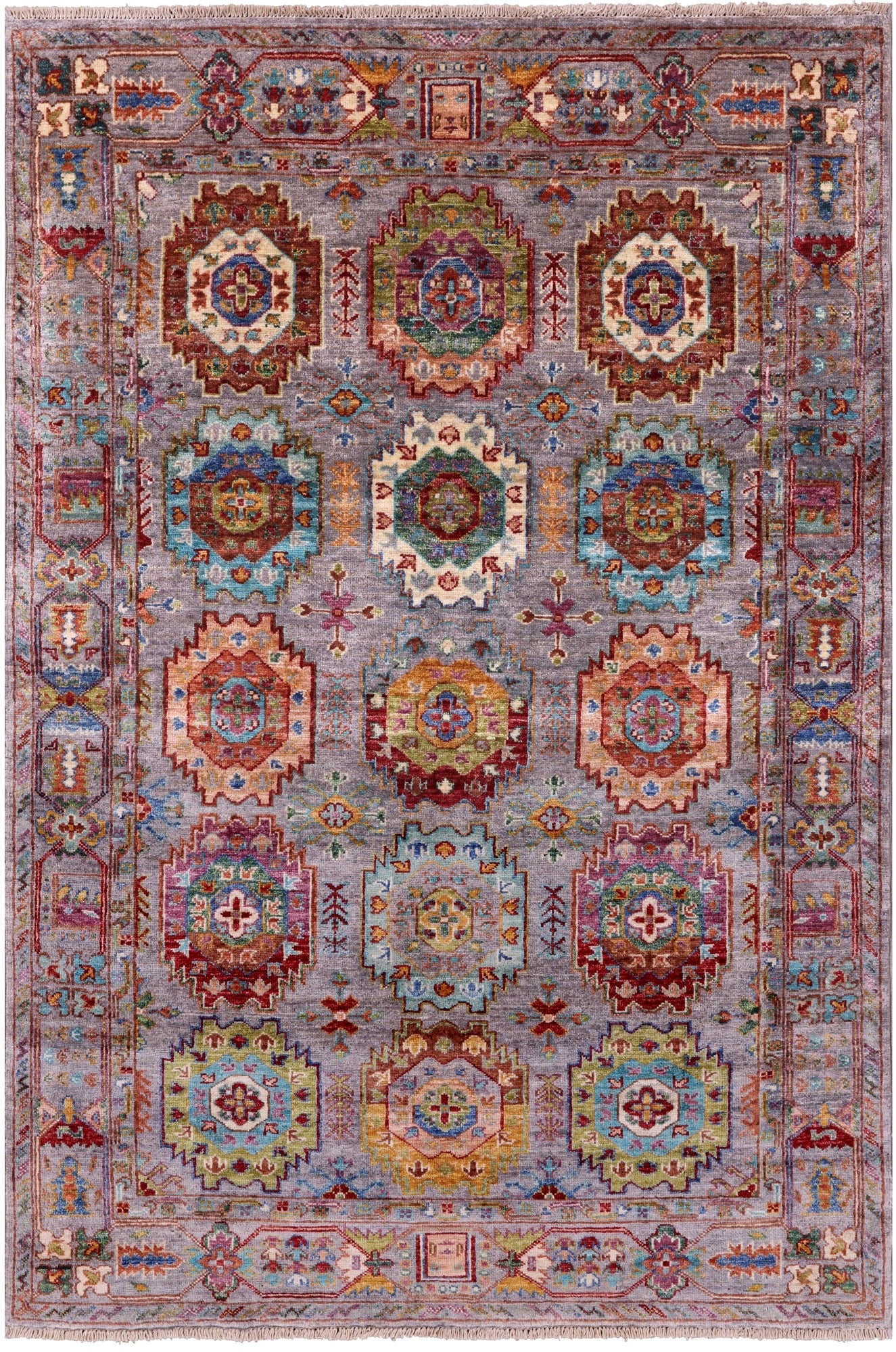 Turkmen Ersari Hand Knotted Wool Rug - 4' 0" X 5' 11" - Golden Nile