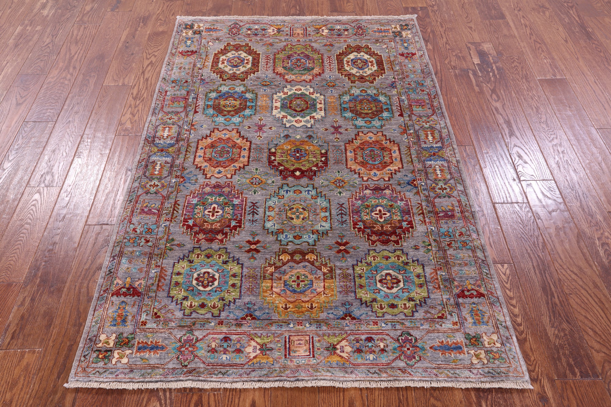 Turkmen Ersari Hand Knotted Wool Rug - 4' 0" X 5' 11" - Golden Nile