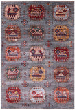 Grey Turkmen Ersari Hand Knotted Wool Rug - 5' 9" X 8' 5" - Golden Nile