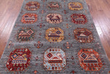 Grey Turkmen Ersari Hand Knotted Wool Rug - 5' 9" X 8' 5" - Golden Nile