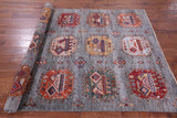 Grey Turkmen Ersari Hand Knotted Wool Rug - 5' 9" X 8' 5" - Golden Nile