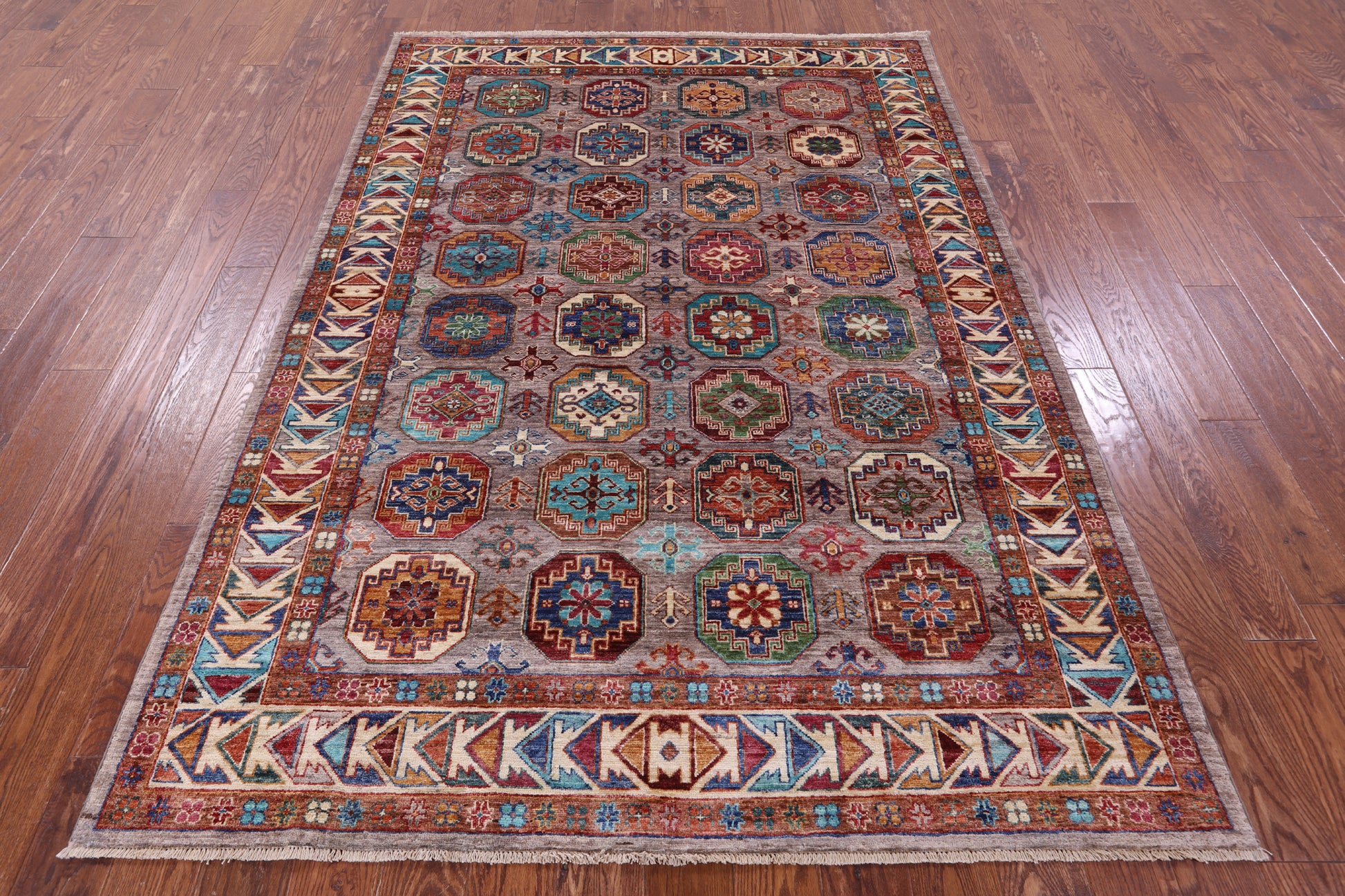 Turkmen Ersari Hand Knotted Wool Rug - 5' 8" X 8' 0" - Golden Nile