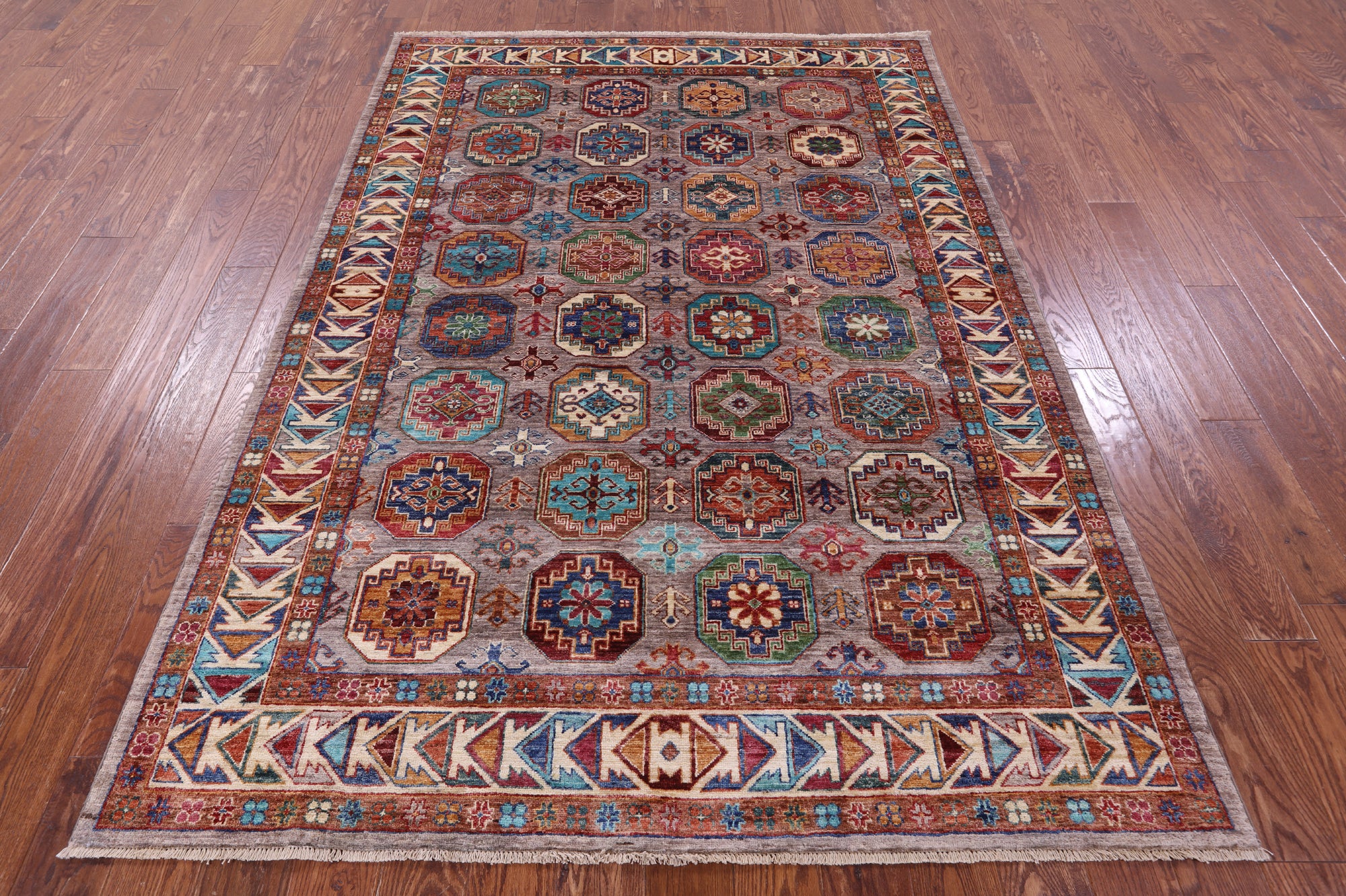 Turkmen Ersari Hand Knotted Wool Rug - 5' 8" X 8' 0" - Golden Nile