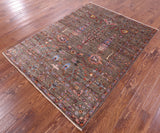 Peshawar Hand Knotted Wool Rug - 4' 10" X 6' 7" - Golden Nile