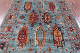Blue Persian Fine Serapi Hand Knotted Wool Rug - 4' 11" X 6' 9" - Golden Nile