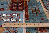 Blue Persian Fine Serapi Hand Knotted Wool Rug - 4' 11" X 6' 9" - Golden Nile