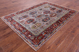 Grey Turkmen Ersari Hand Knotted Wool Rug - 5' 0" X 7' 0" - Golden Nile