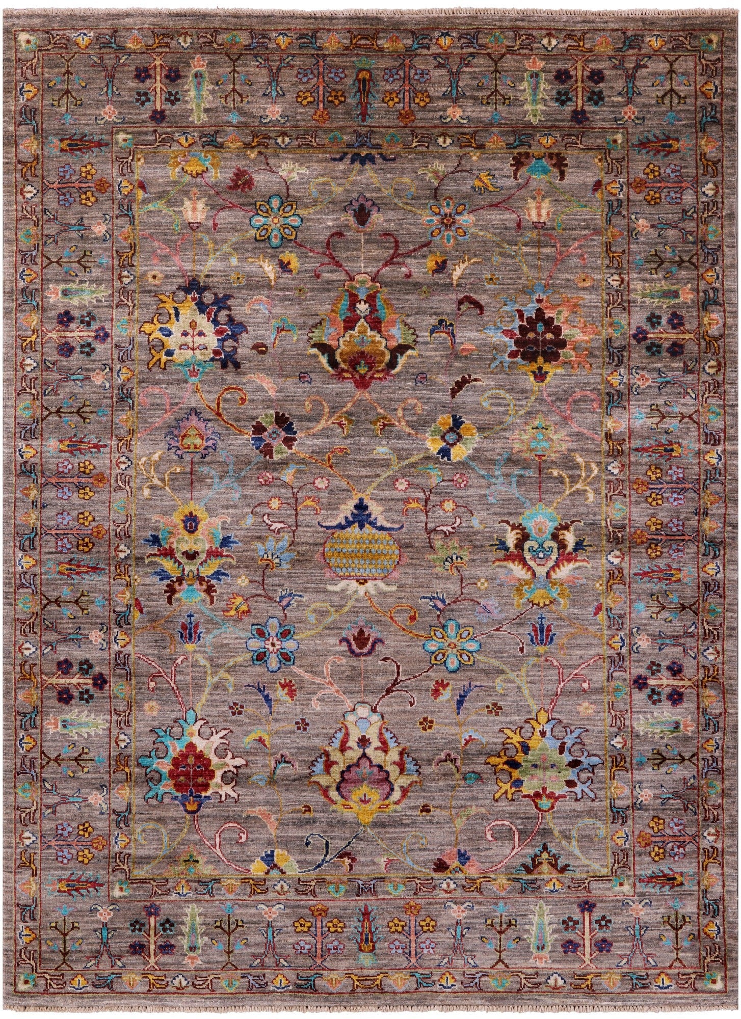 Peshawar Hand Knotted Wool Rug - 5' 1" X 6' 10" - Golden Nile
