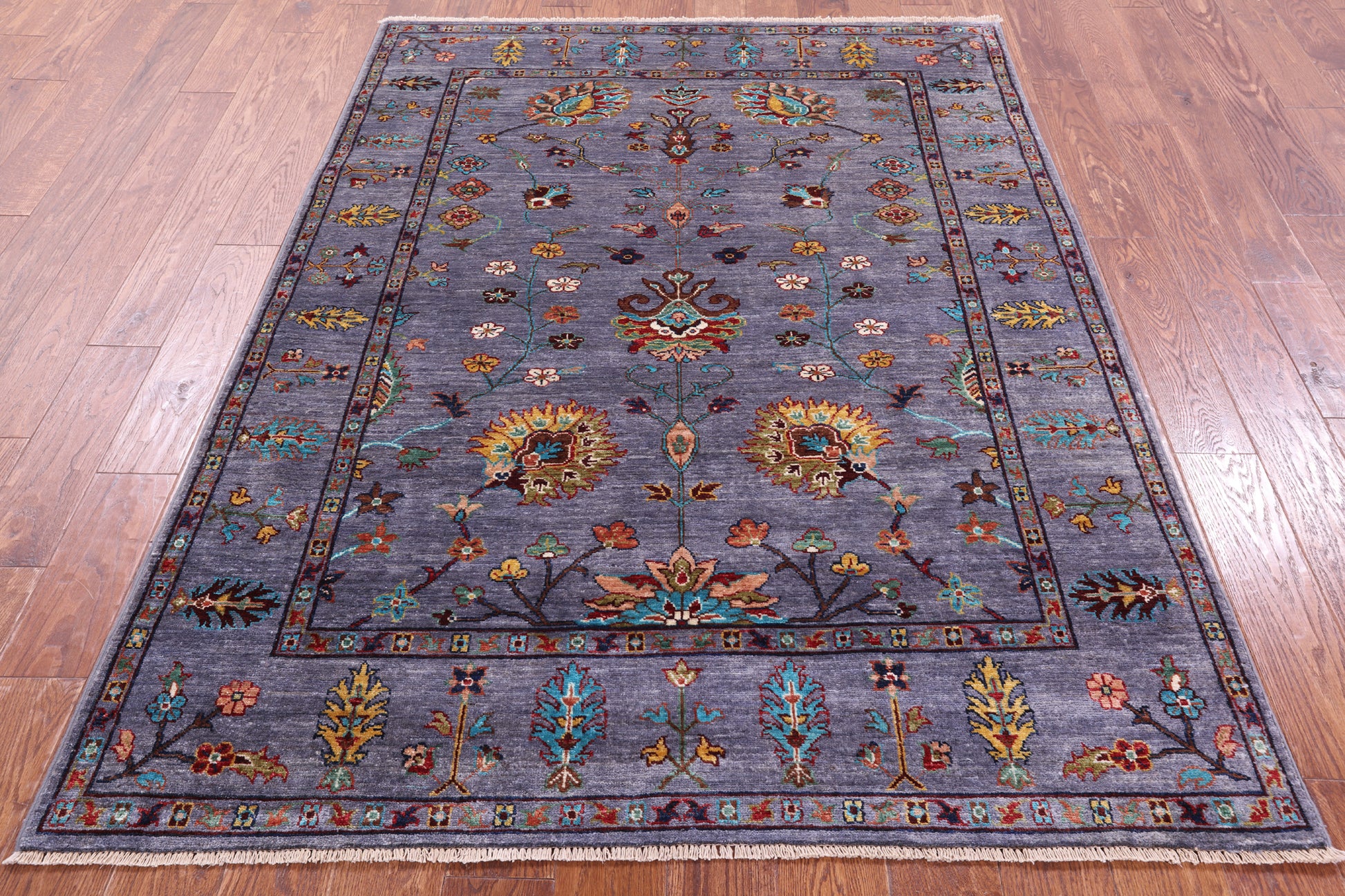 Grey Peshawar Handmade Wool Rug - 4' 11" X 6' 7" - Golden Nile