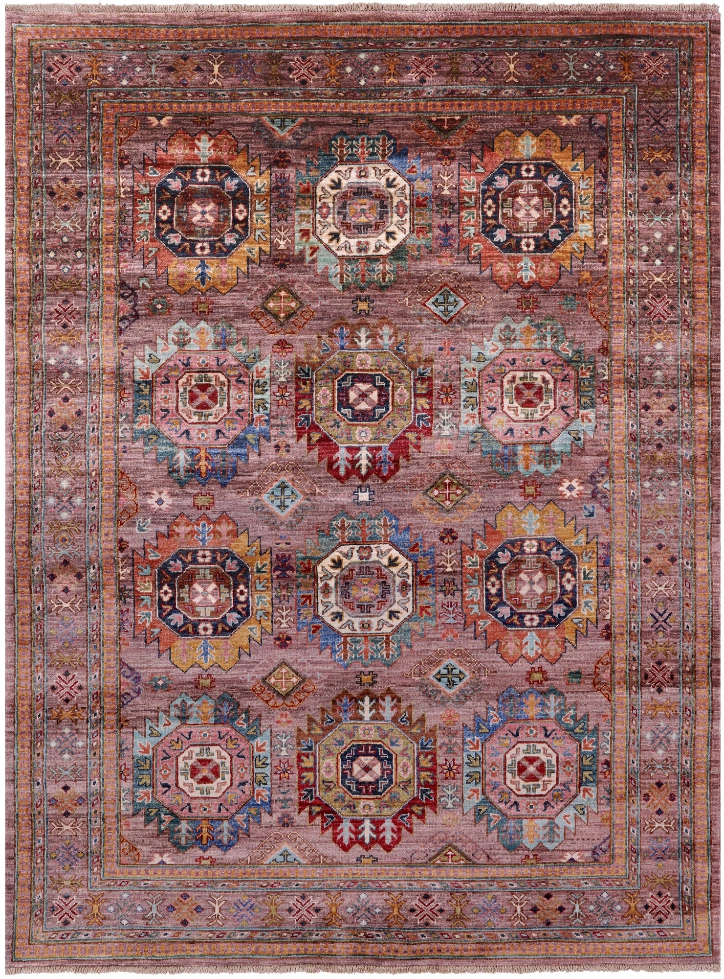 Turkmen Ersari Hand Knotted Wool Rug - 5' 1" X 6' 9" - Golden Nile