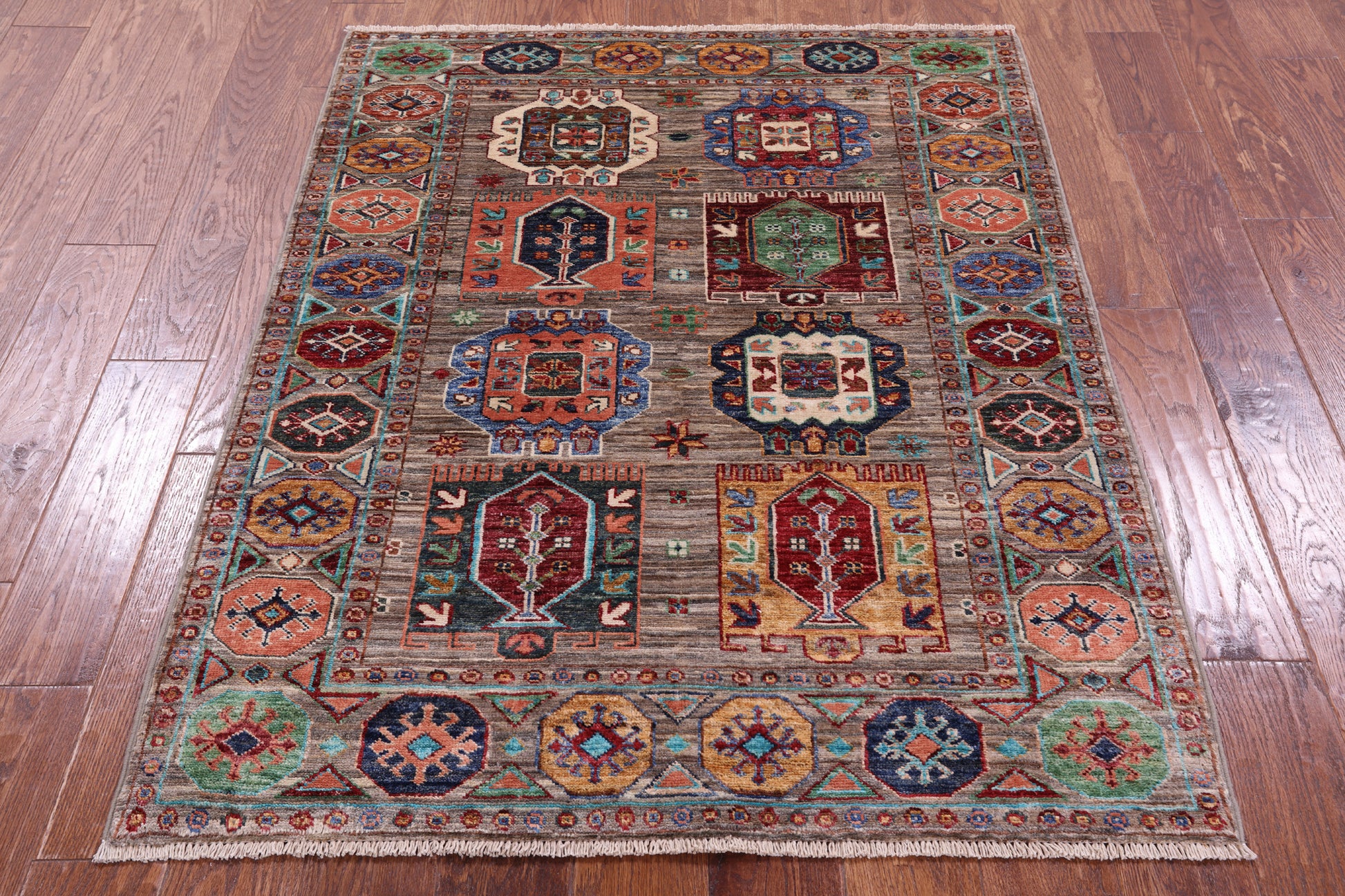 Turkmen Ersari Hand Knotted Wool Rug - 3' 7" X 4' 8" - Golden Nile