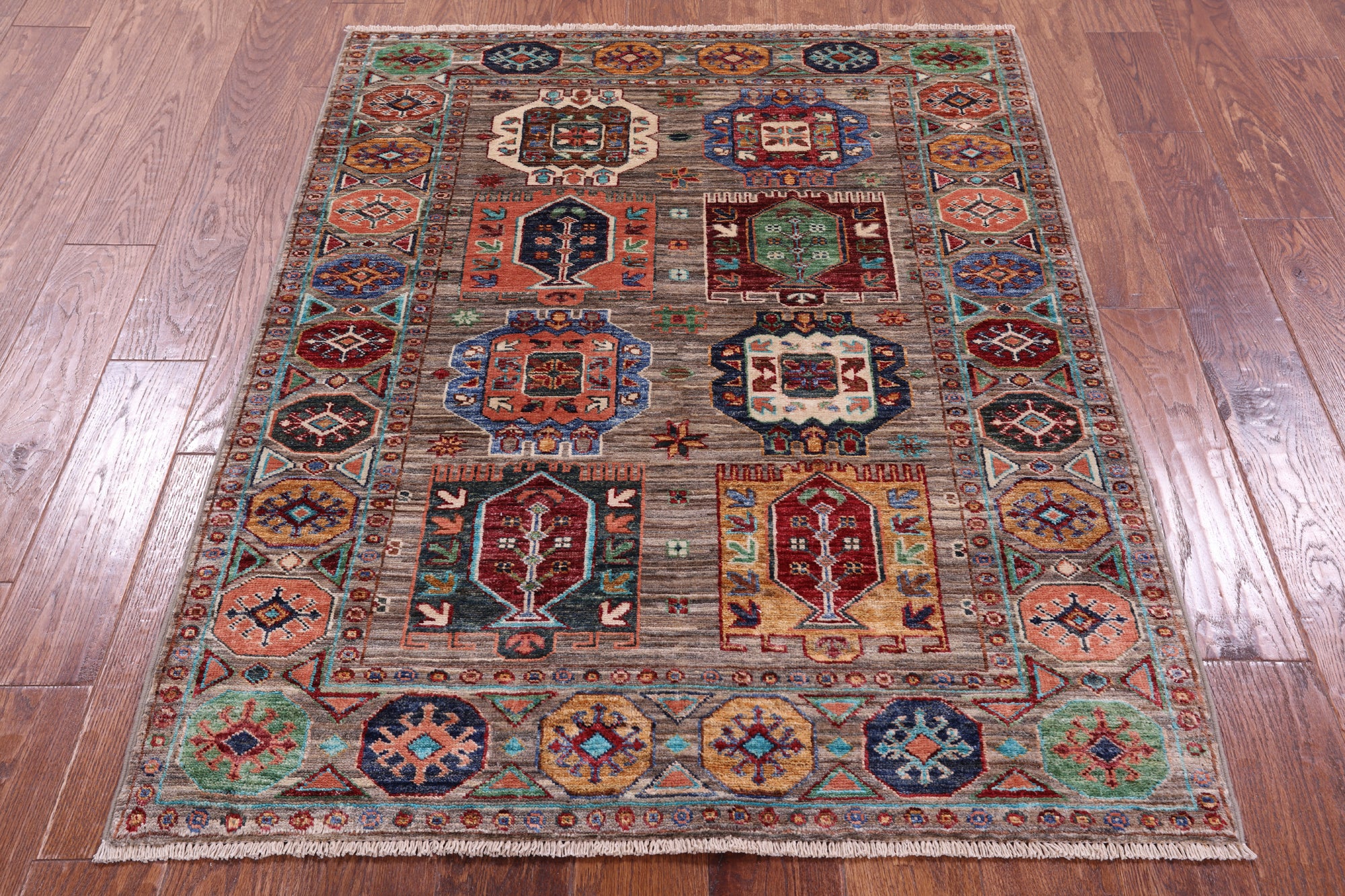 Turkmen Ersari Hand Knotted Wool Rug - 3' 7" X 4' 8" - Golden Nile