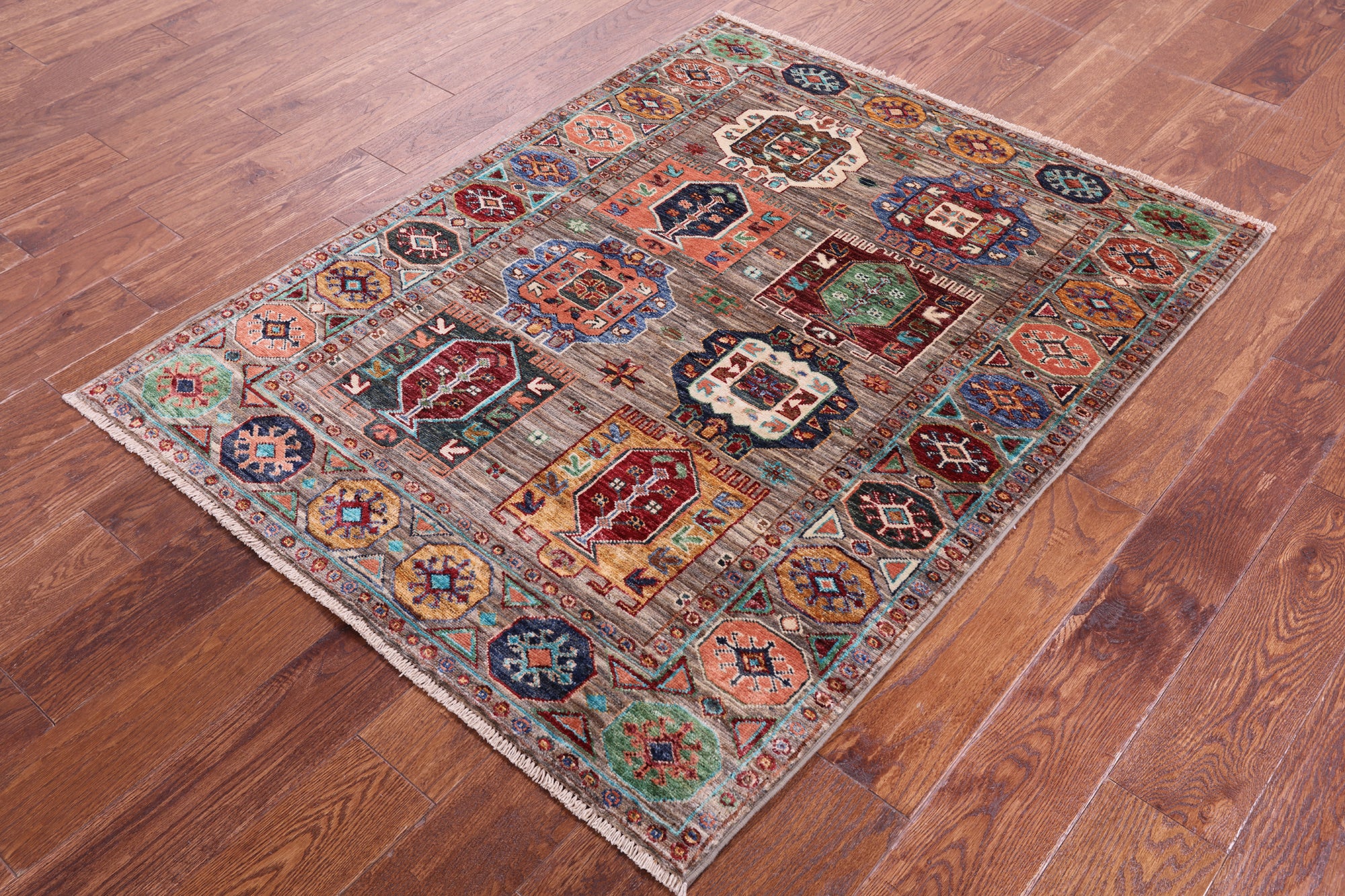 Turkmen Ersari Hand Knotted Wool Rug - 3' 7" X 4' 8" - Golden Nile