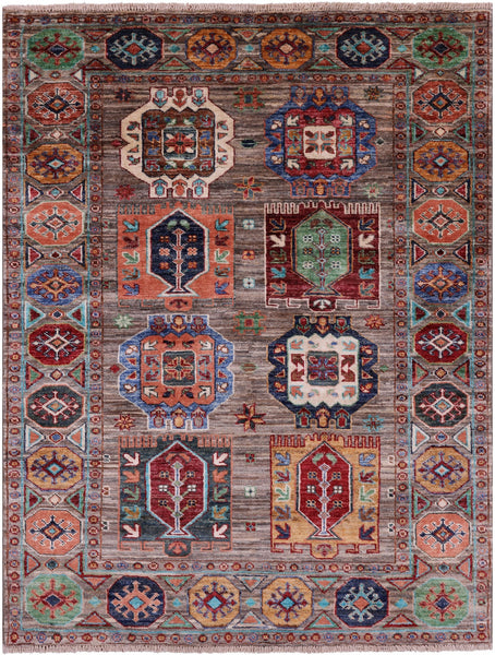 Turkmen Ersari Hand Knotted Wool Rug - 3' 7" X 4' 8" - Golden Nile