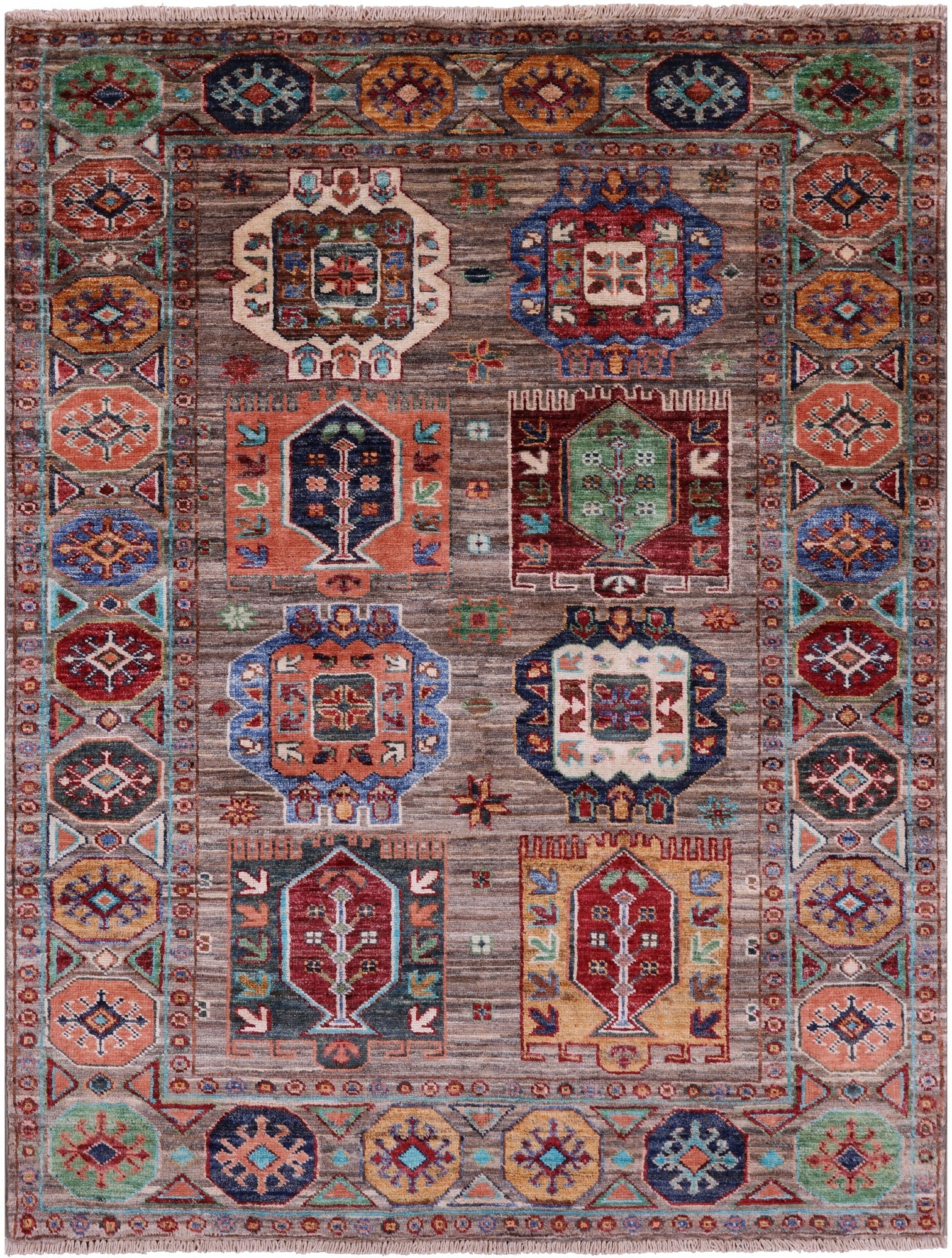 Turkmen Ersari Hand Knotted Wool Rug - 3' 7" X 4' 8" - Golden Nile