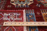 Red Turkmen Ersari Hand Knotted Wool Rug - 4' 11" X 6' 9" - Golden Nile