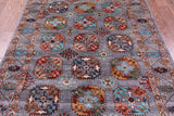 Grey Turkmen Ersari Hand Knotted Wool Rug - 5' 1" X 6' 9" - Golden Nile