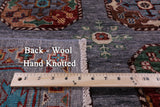 Grey Turkmen Ersari Hand Knotted Wool Rug - 5' 1" X 6' 9" - Golden Nile