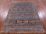 Grey Peshawar Hand Knotted Wool Rug - 5' 0" X 6' 10" - Golden Nile