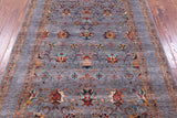Grey Peshawar Hand Knotted Wool Rug - 5' 0" X 6' 10" - Golden Nile