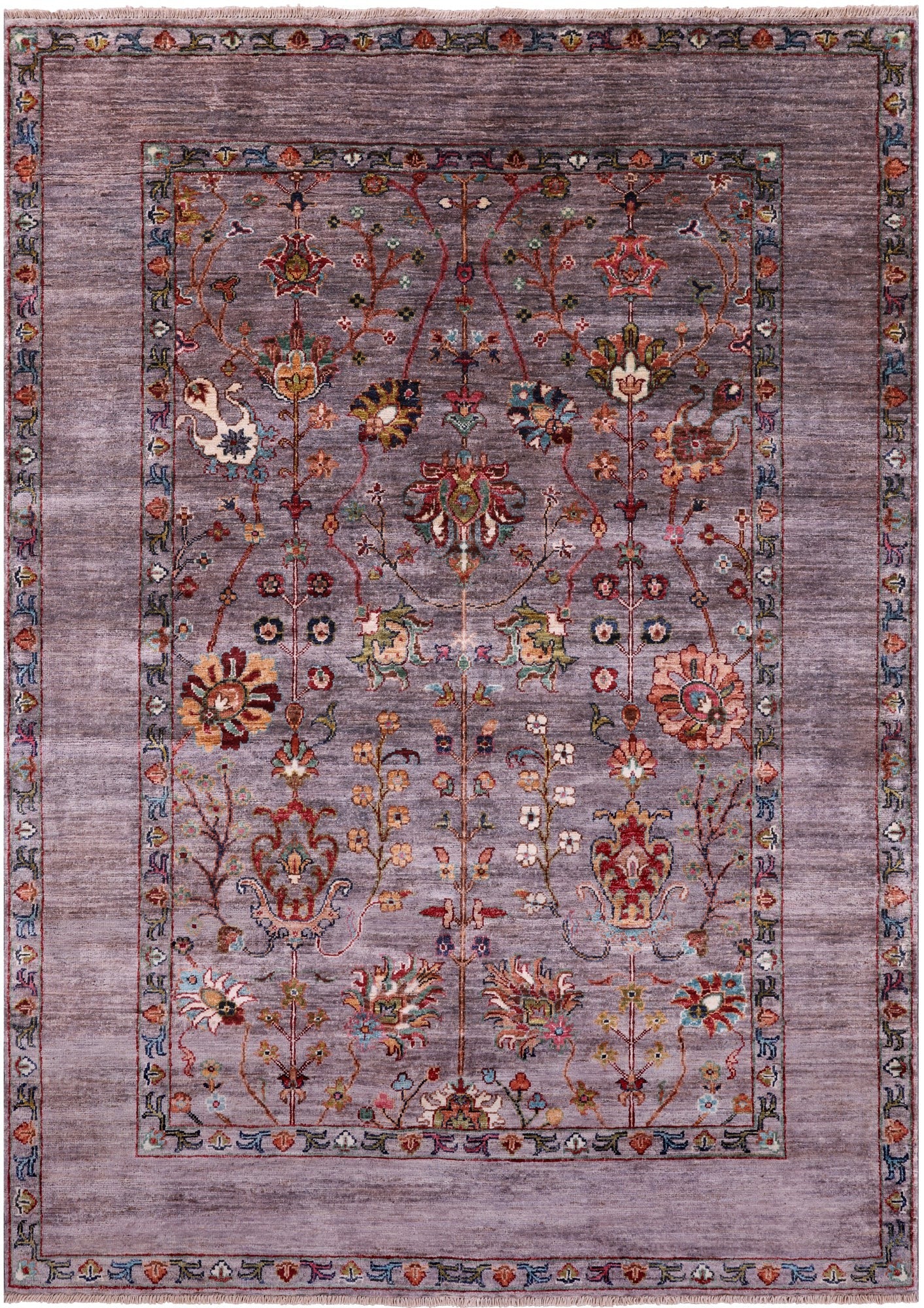 Peshawar Hand Knotted Wool Rug - 4' 10" X 6' 8" - Golden Nile
