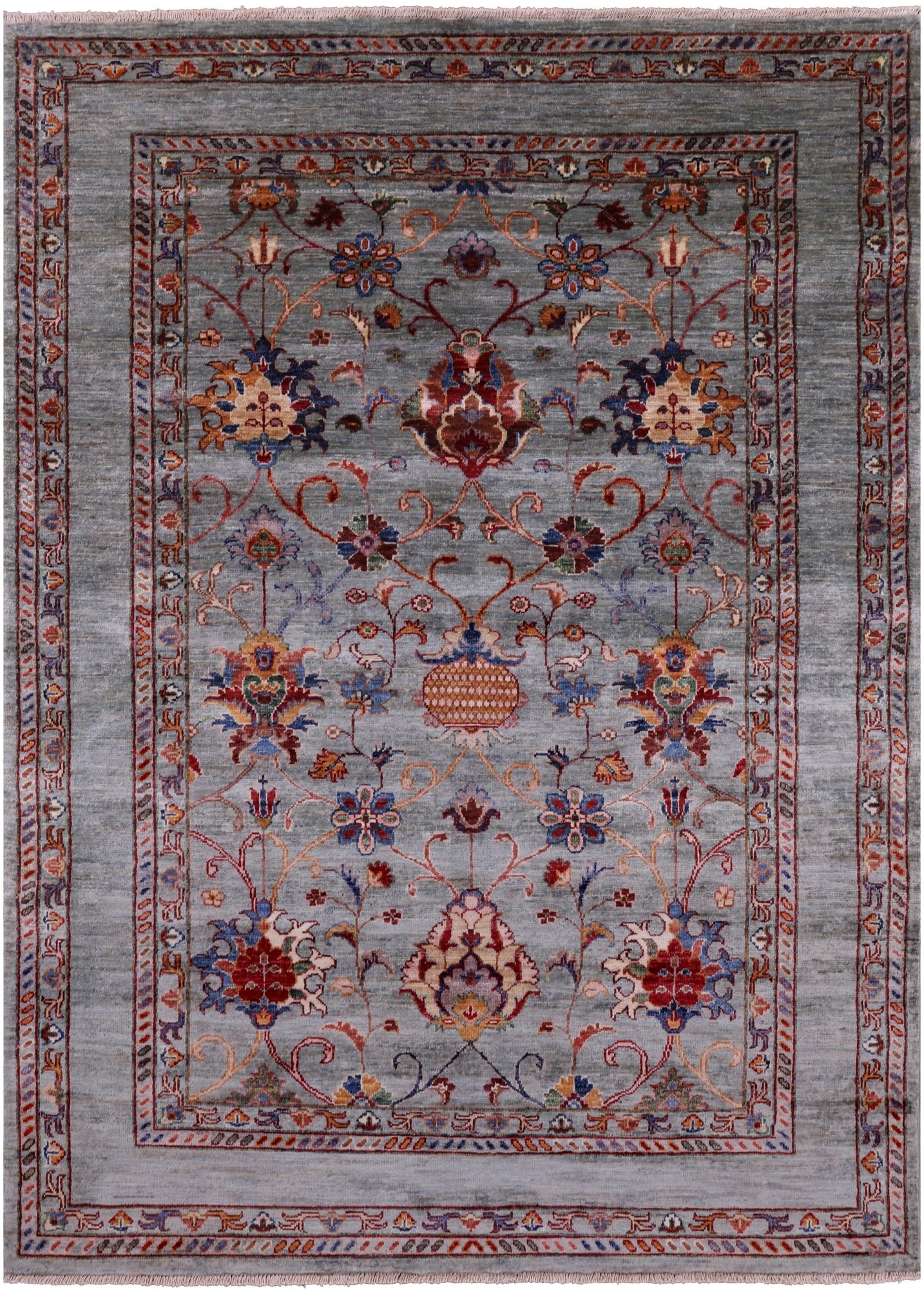 Peshawar Hand Knotted Wool Rug - 4' 10" X 6' 9" - Golden Nile
