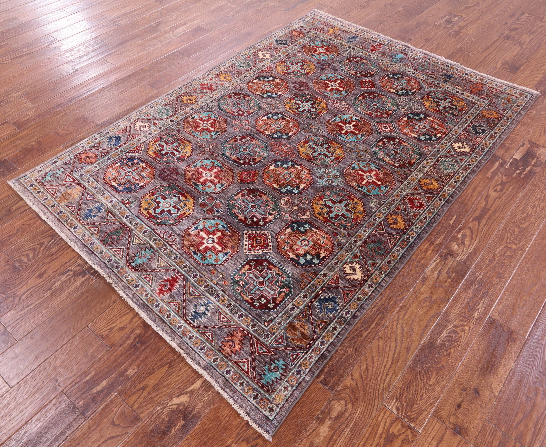 Turkmen Ersari Hand Knotted Wool Rug - 5' 0" X 7' 2" - Golden Nile