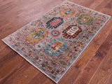Turkmen Ersari Hand Knotted Wool Rug - 3' 3" X 5' 3" - Golden Nile