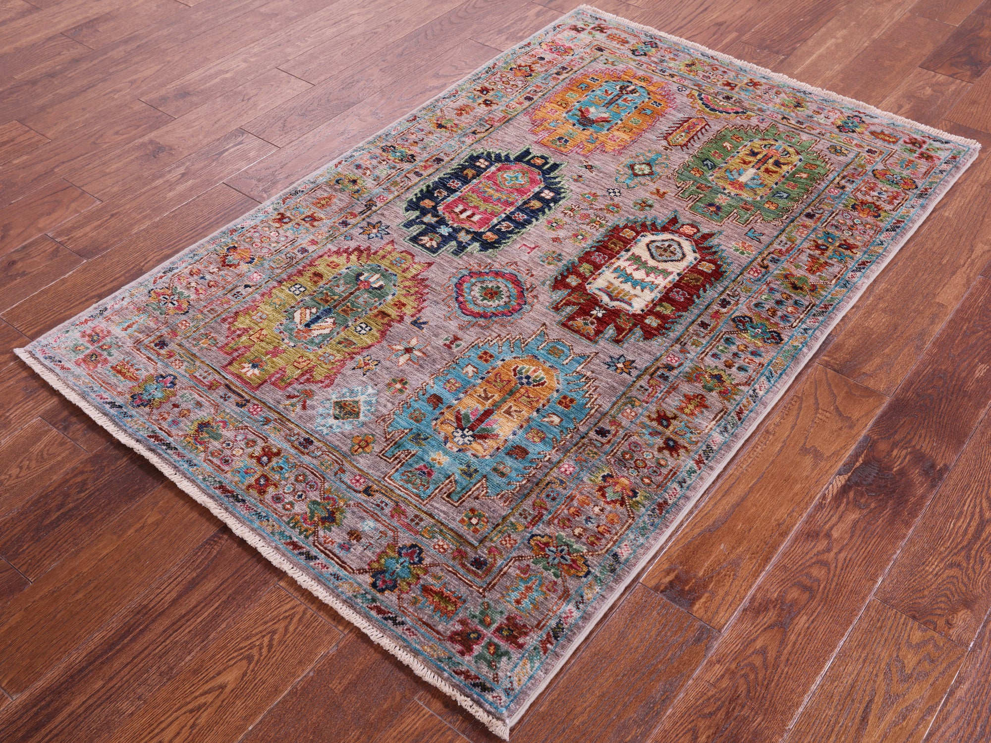 Turkmen Ersari Hand Knotted Wool Rug - 3' 3" X 5' 3" - Golden Nile