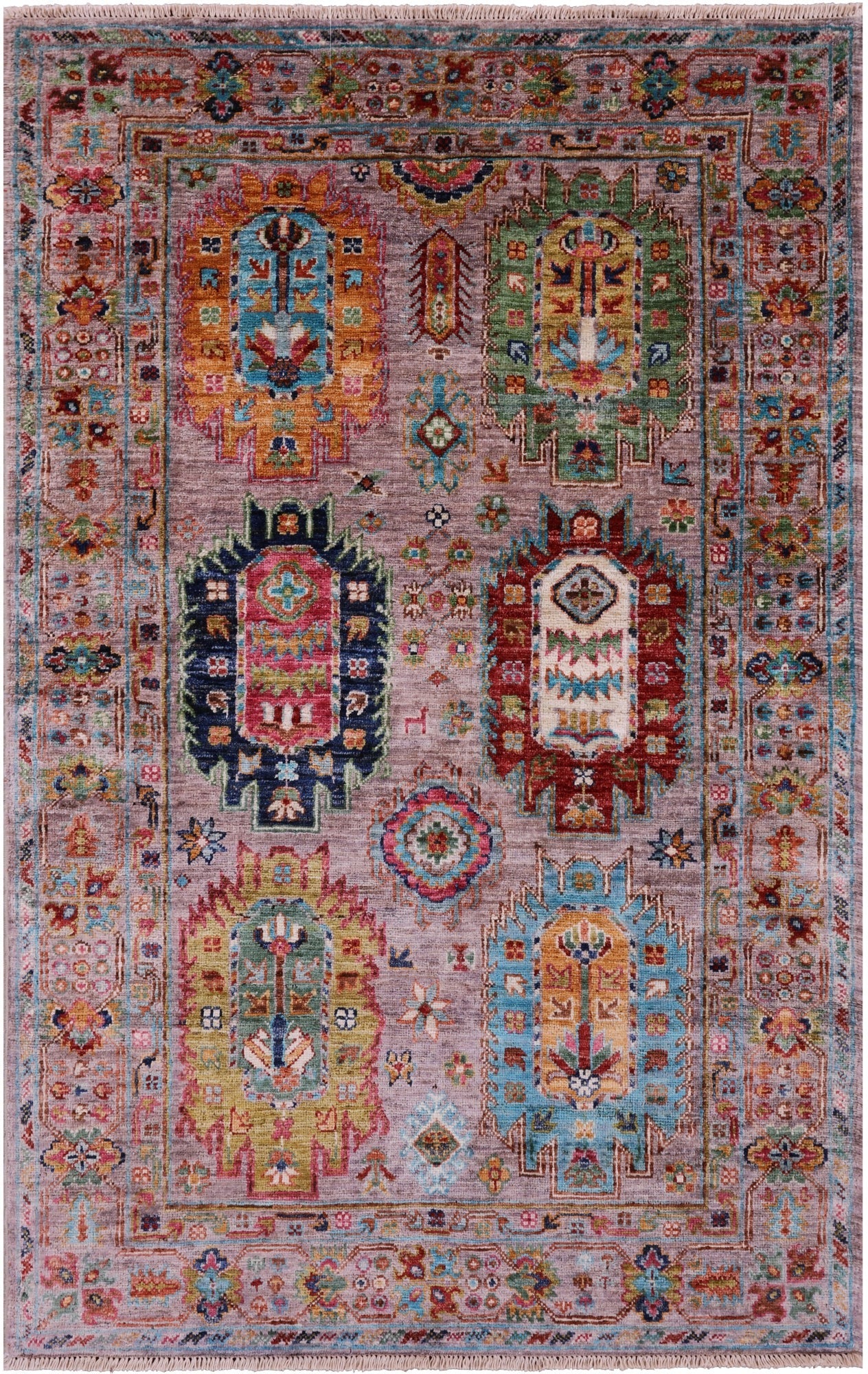 Turkmen Ersari Hand Knotted Wool Rug - 3' 3" X 5' 3" - Golden Nile