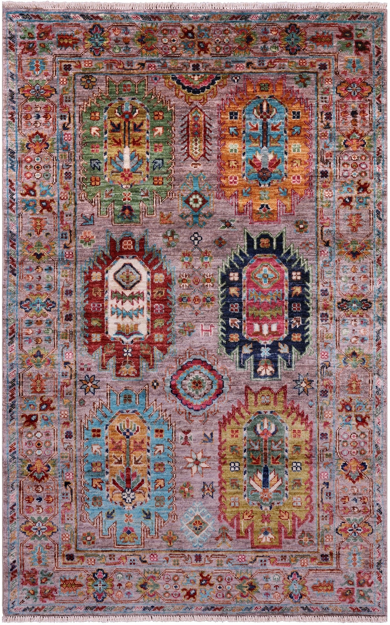 Turkmen Ersari Hand Knotted Wool Rug - 3' 3" X 5' 2" - Golden Nile